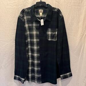 NWT LL Bean Traditonal Fit Scotch Plaid Flannel Button Down Shirt 3XL Reg Preppy